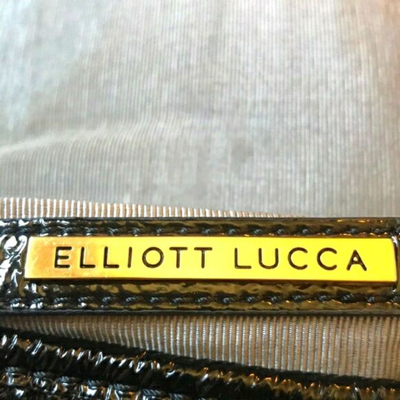 VINTAGE ELLIOTT LUCCA SHELL LEATHER 🐚 💯 SHOULDER BLACK WOMAN BAG - Picture 11 of 16